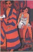 Ernst Ludwig Kirchner Selfportrait with model oil painting